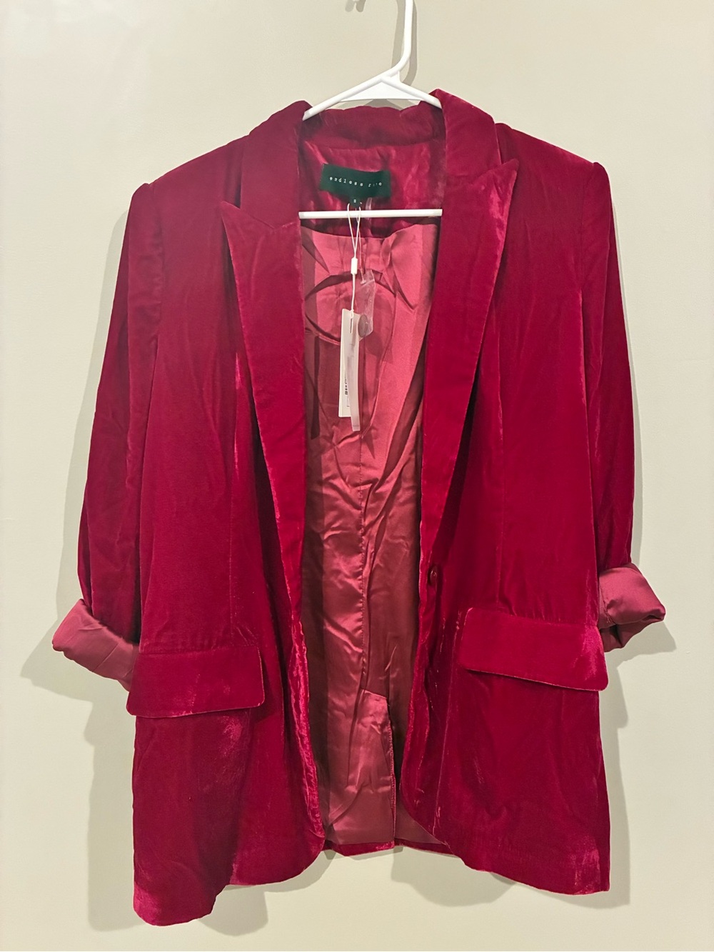 Endless Rose Fuchsia Velvet Blazer